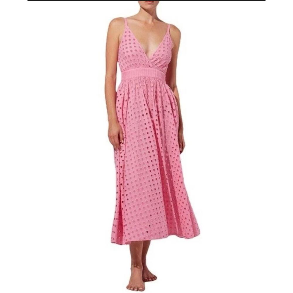 Anthropologie Solid & Striped The Ariel Dress Eyelet Midi Dress Bubblegum S